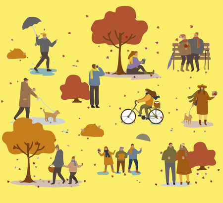 Set of people in the park. Flat design. Vector illustration.のイラスト素材