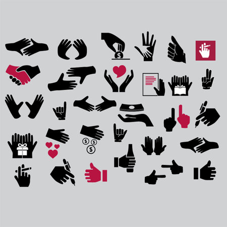 Set of hands icons. Vector illustration in a flat design style.のイラスト素材