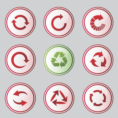 Set of round icons with arrows in different colors. Vector illustration.のイラスト素材