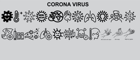 Coronavirus COVID-19 icon set. Vector illustration.のイラスト素材