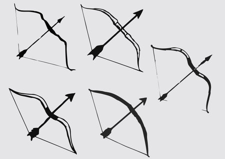set of bow and arrow icons, vector illustration, eps10のイラスト素材
