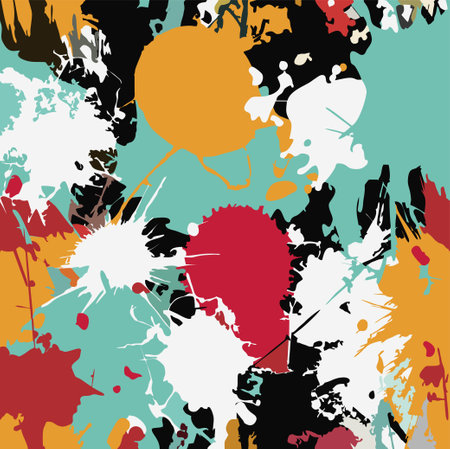 Seamless pattern with colorful paint splashes. Vector illustration.のイラスト素材
