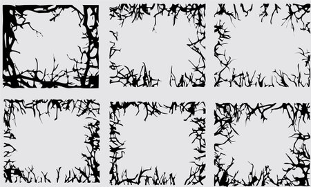 Set of black and white backgrounds with cracks. Vector seamless pattern.のイラスト素材