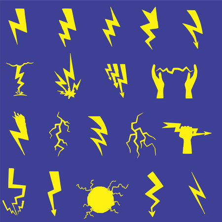 Set of lightning icons. Vector illustration. Symbols of electricity.のイラスト素材