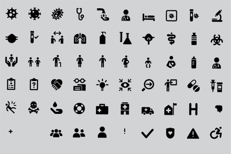 coronavirus icon set, vector illustration. Flat design styleのイラスト素材