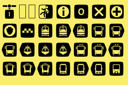 Industrial icons set. Vector illustration. Black silhouettes on yellow background.のイラスト素材