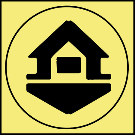 Vector illustration of a house icon on a yellow background. Eps 10のイラスト素材