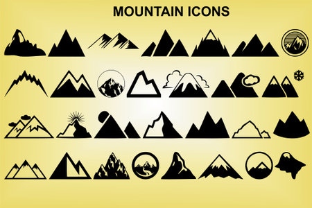 Mountain icons set. Collection of mountain vector icons for your designのイラスト素材