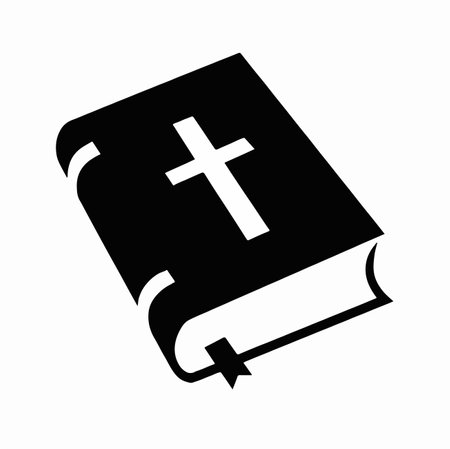 holy bible book icon over white background, silhouette style, vector illustrationのイラスト素材