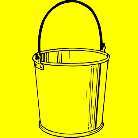 Bucket on a yellow background. Vector illustration of a bucket.のイラスト素材