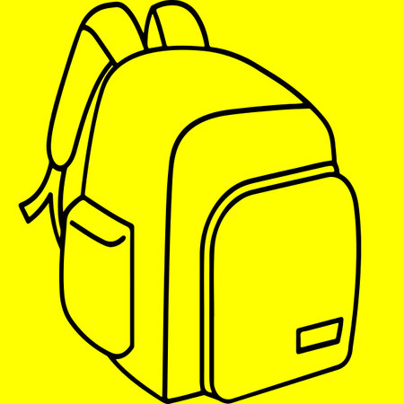 Vector illustration of a school backpack on a yellow background. Back to school.のイラスト素材