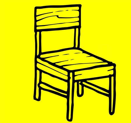 Wooden chair on a yellow background. Hand-drawn illustration.のイラスト素材