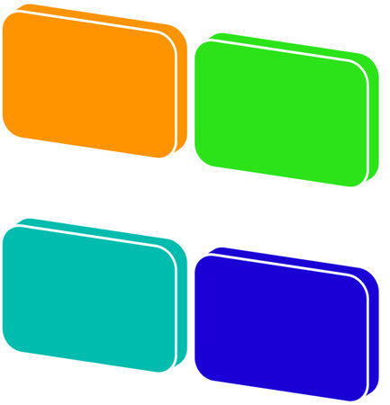 Set of rounded squares in blue, orange, green and yellow colorsのイラスト素材