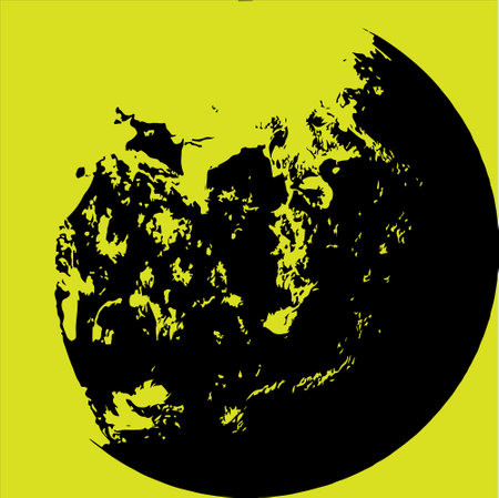 silhouette of the planet earth on a yellow background, vector illustrationのイラスト素材