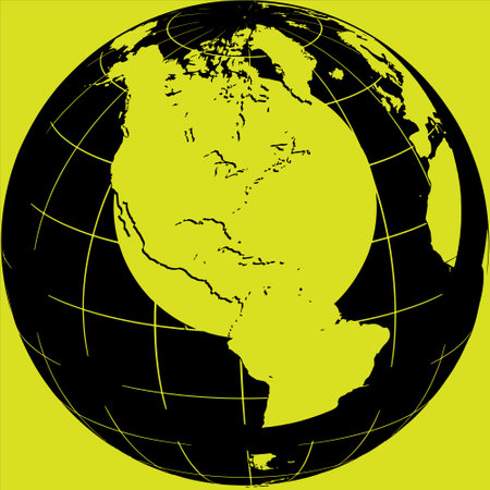 globe with the continents of the world on a green background.のイラスト素材