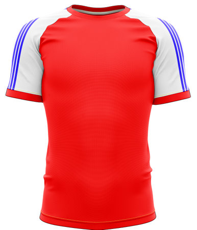 Soccer jersey template for football kit. Red and blue colors. Vector illustration.のイラスト素材