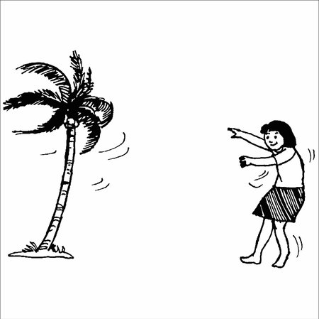 Vector illustration of a girl with a palm tree and a gun in his handのイラスト素材