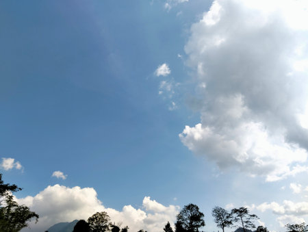 Clouds in the blue sky as a background. Nature composition.の写真素材