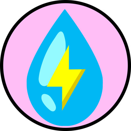 Water drop with lightning bolt icon. Vector illustration on white background.のイラスト素材