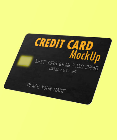 Credit card isolated on yellow background. Vector illustration. Eps 10.の写真素材