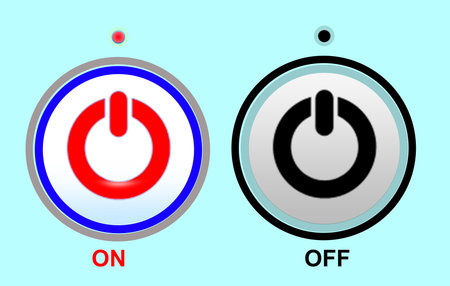 On and Off switch buttons. Vector illustration. Flat design style.