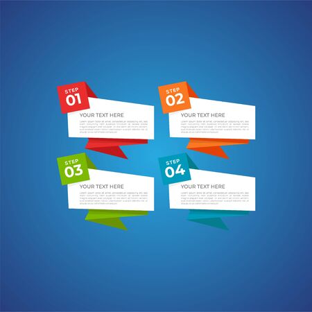 Modern and creative Business Infographic Design template with four elements and shapes. Can be used for process, presentation, interface, education, diagram, workflow layout, info graph, web design.のイラスト素材