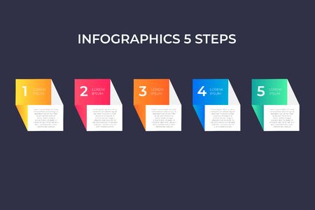 Modern and creative timeline infographic with five steps design vector. Can be used for process, annual report, presentation, interface, education, diagram, workflow layout, info graph, web design.のイラスト素材
