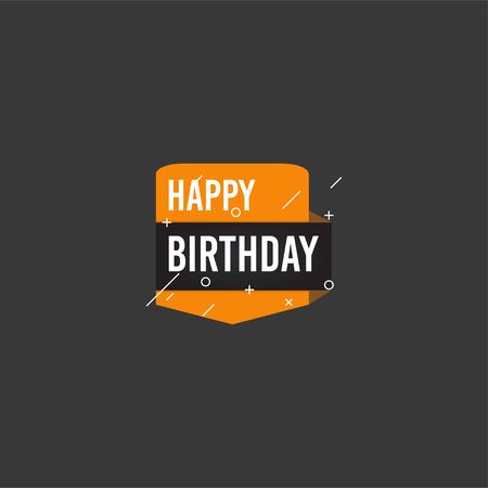 Happy birthday shape banner with star design for greeting cards, print and cloths. Editable Vector illustration for your birthday, anniversary, celebration party invitation. Isolated on white.のイラスト素材