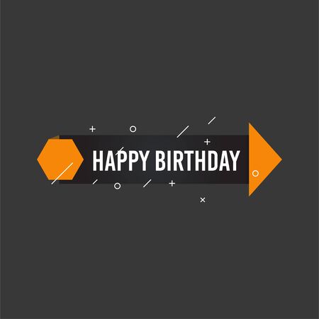 Happy birthday shape banner with star design for greeting cards, print and cloths. Editable Vector illustration for your birthday, anniversary, celebration party invitation. Isolated on white.のイラスト素材