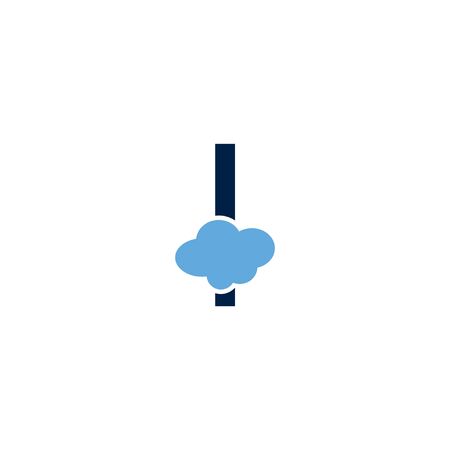 Initial letter l logo with flat cloud element. Creative design template can be used for web, mobile design, company and icon. Vector illustration idea in lowercase isolated on white background.のイラスト素材