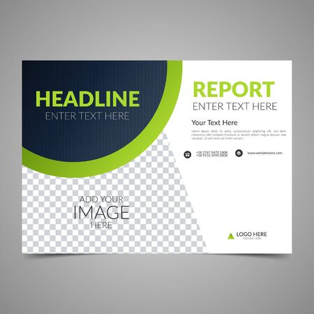 Elegant green business brochure design. Business flyer design layout template. Can be use for annual report, poster or cover. Modern publication poster magazine. Flat style vector illustration.のイラスト素材