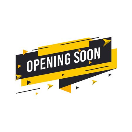 Opening soon labels banners template. Vector sign illustration isolated on white background. Layout for sale, advertising, banner, poster, online shopping, product, promotion announce tag, sticker.のイラスト素材