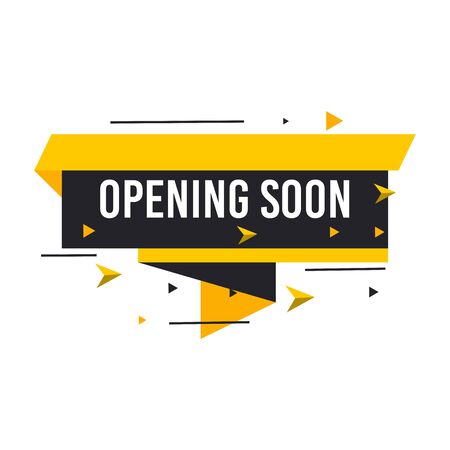 Opening soon labels banners template. Vector sign illustration isolated on white background. Layout for sale, advertising, banner, poster, online shopping, product, promotion announce tag, sticker.のイラスト素材