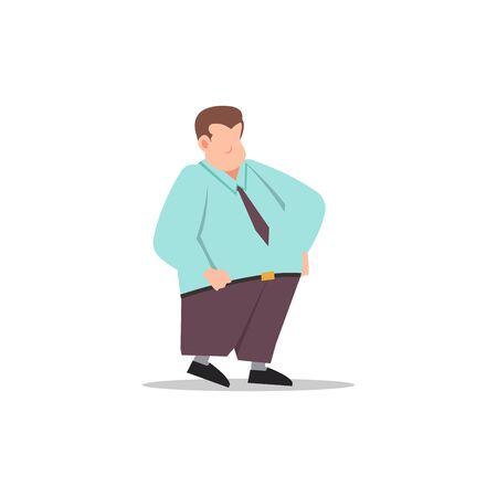 Cartoon character illustration of fat businessman. Flat avatar icon design isolated on white backgroundのイラスト素材