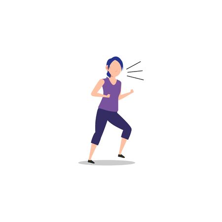 Cartoon character illustration of human action poses postures. Flat design of emotional young woman screaming concept isolated on white background. Can be used for websites, web design, mobile app.のイラスト素材