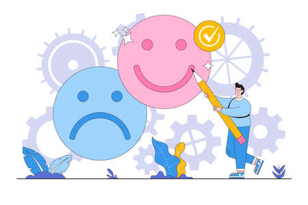 Optimistic, joyful, or optimistic thinking to inspire people, emotional intelligence, balance of...