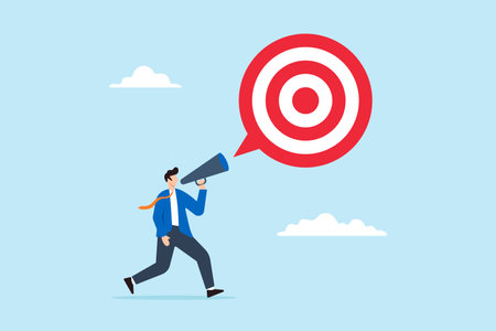 Businessman announce new goal with megaphoneのイラスト素材