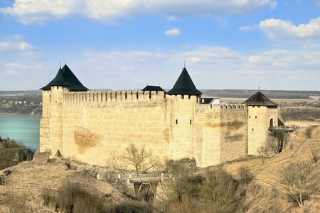 Khotyn fortress and castle on the bank of Dnister river in Ukraine