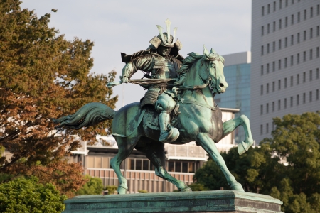 Statue of the great samurai Kusunoki Masashige at the East Garden outside Imperial Palace in Tokyo, Japanのeditorial素材