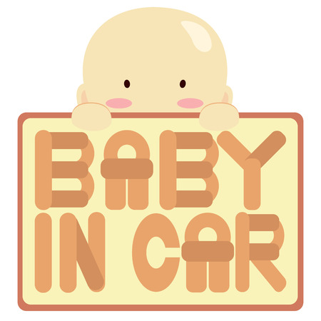 baby in car sign created by soft colorのイラスト素材