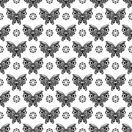 Seamless pattern created by several objects set to butterfly form in backgroundのイラスト素材