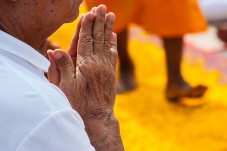 A man is Praying Buddhist monkの写真素材