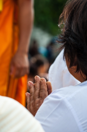 A Woman is Praying Buddhist monkの写真素材