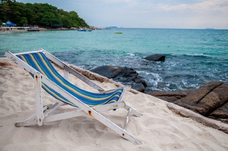 Deckchair at the sunny beachの写真素材