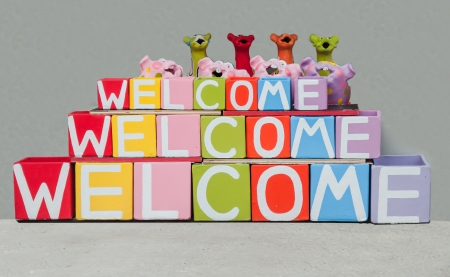  WELCOME   from Colored Clay potsの写真素材