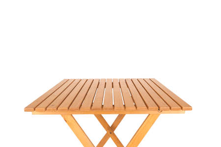 Empty wood table on white backgroundの写真素材