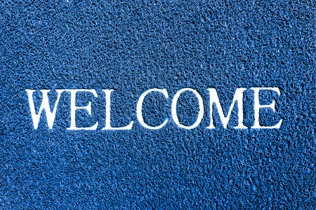 welcome doormat blue colorの写真素材