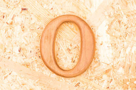 wooden numbers 0 on recycle wood backgroundの写真素材
