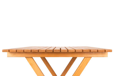 Empty wood table on white backgroundの写真素材