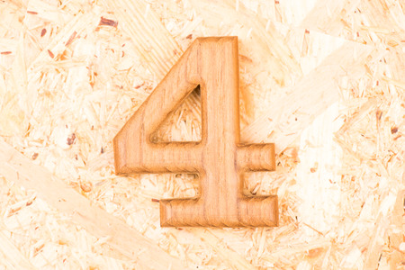 wooden numbers 4 on recycle wood backgroundの写真素材